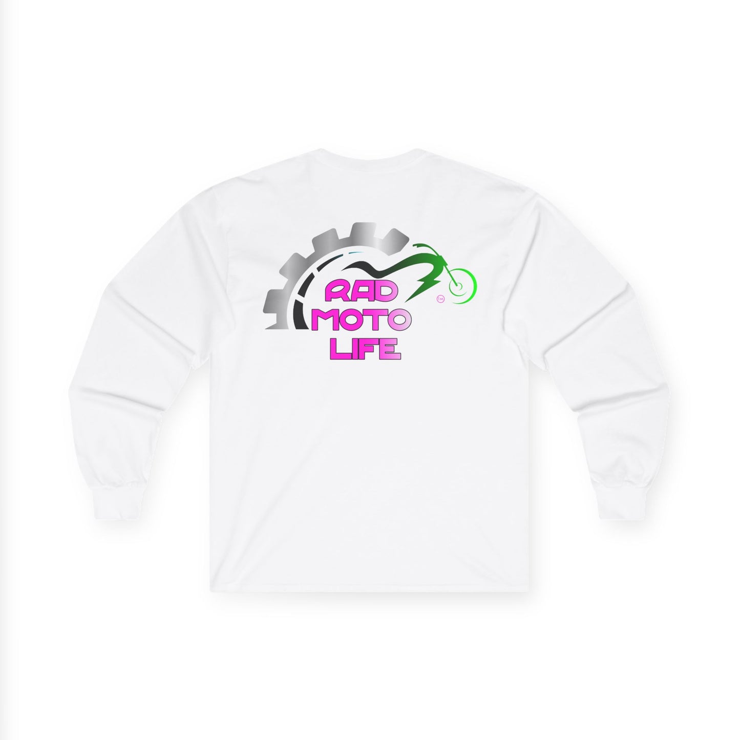 Geared, Rad Moto Life Unisex Long Sleeve Tee - Bold Graphic T-Shirt for Motorcycle Enthusiasts