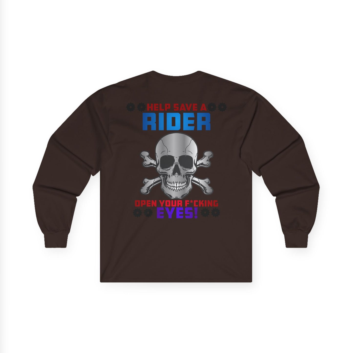 Help Save a Rider, Rad Moto Life Unisex Long Sleeve Tee - Bold Graphic T-Shirt for Motorcycle Enthusiasts