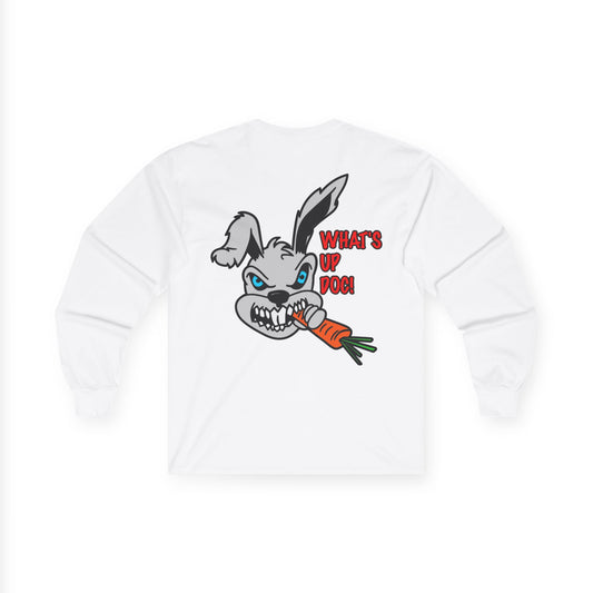 What's up Doc Bunny, Rad Moto Bunny, Unisex Long Sleeve Tee - Bold Graphic T-Shirt for Motorcycle Enthusiasts