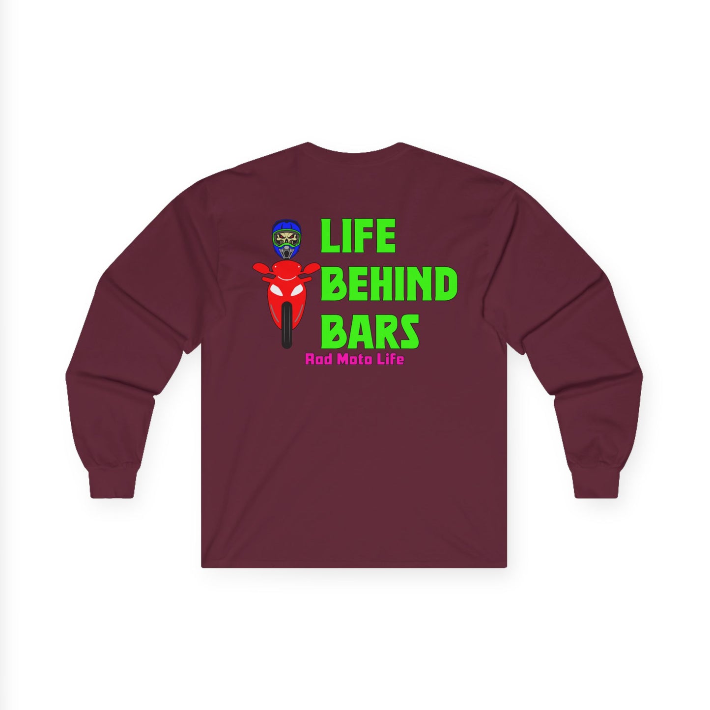 Life Behind Bars, Rad Moto Life Unisex Long Sleeve Tee - Bold Graphic T-Shirt for Motorcycle Enthusiasts