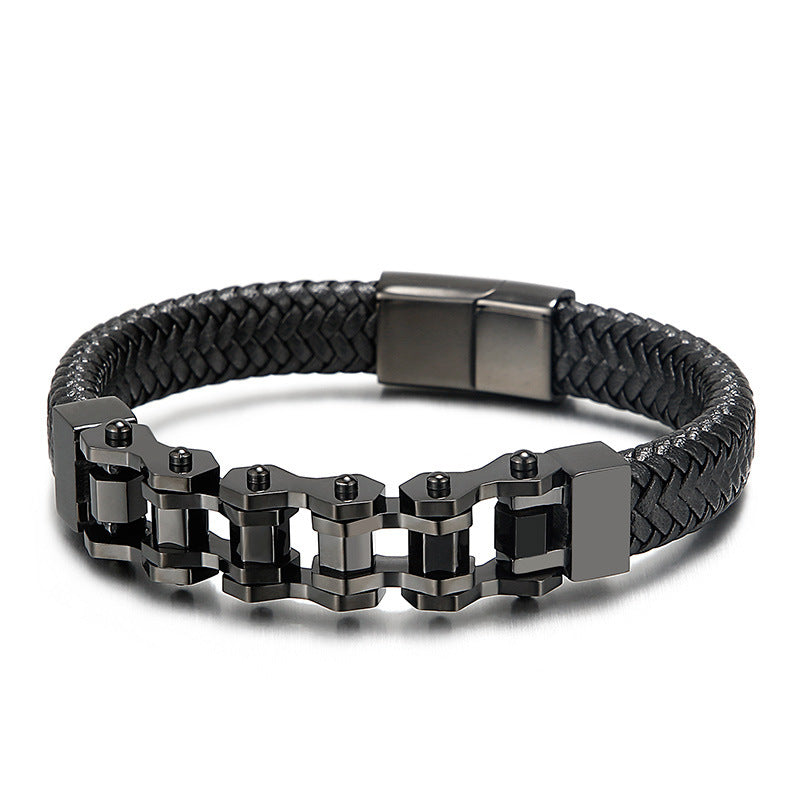 Cycolinks Braided Leather Chain Bracelet