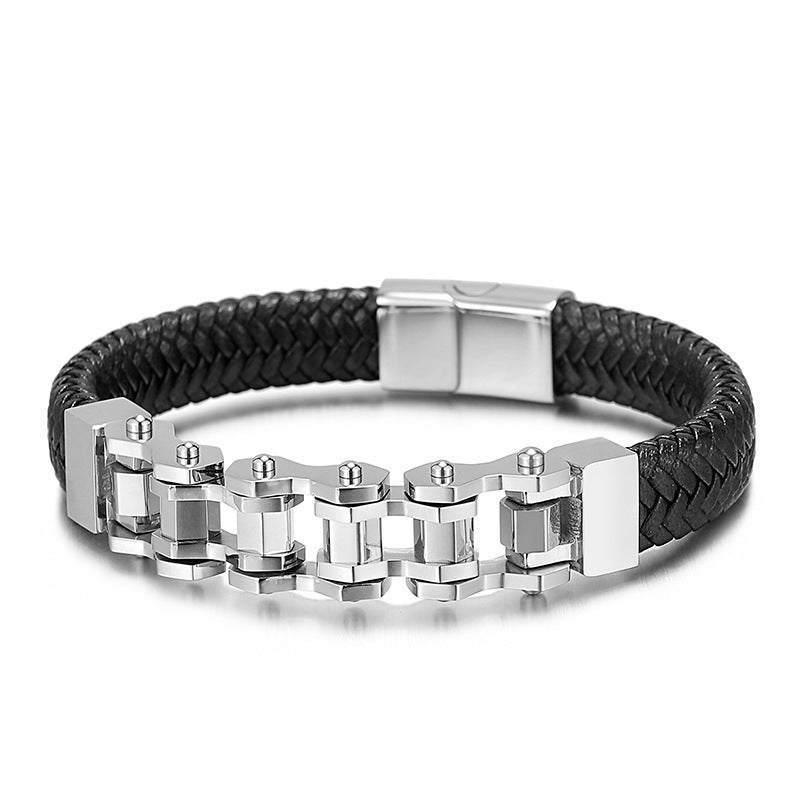 Cycolinks Braided Leather Chain Bracelet