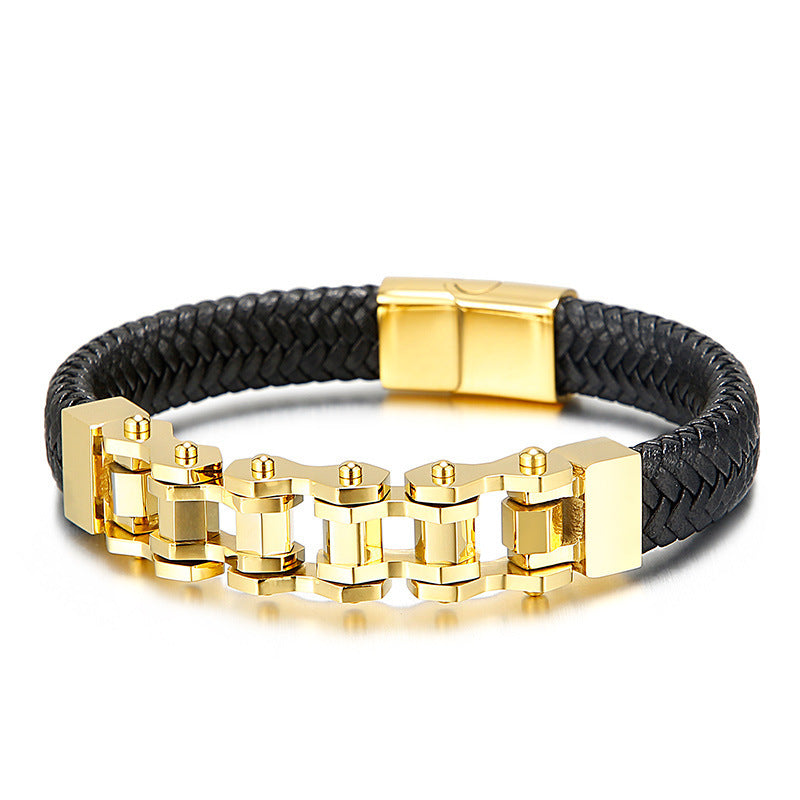 Cycolinks Braided Leather Chain Bracelet