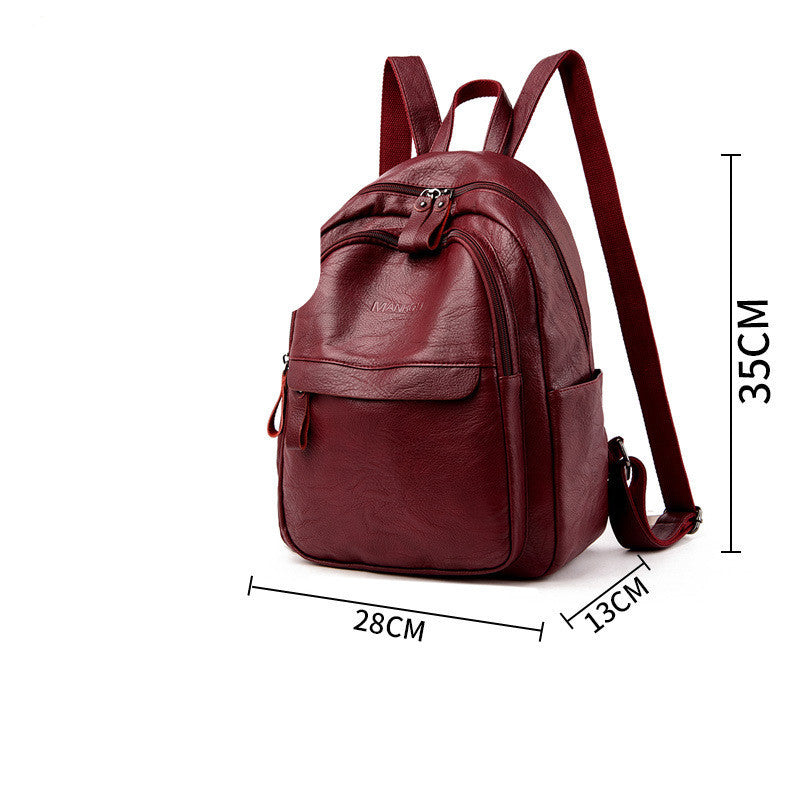 Versatile Soft Leather Fashion Backpack