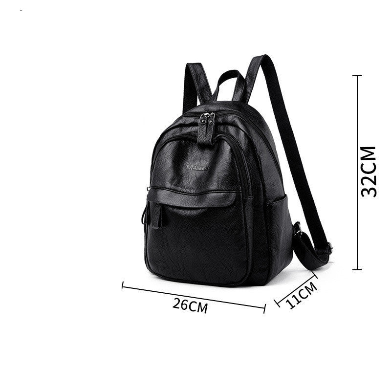 Versatile Soft Leather Fashion Backpack