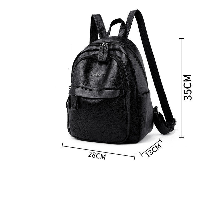 Versatile Soft Leather Fashion Backpack