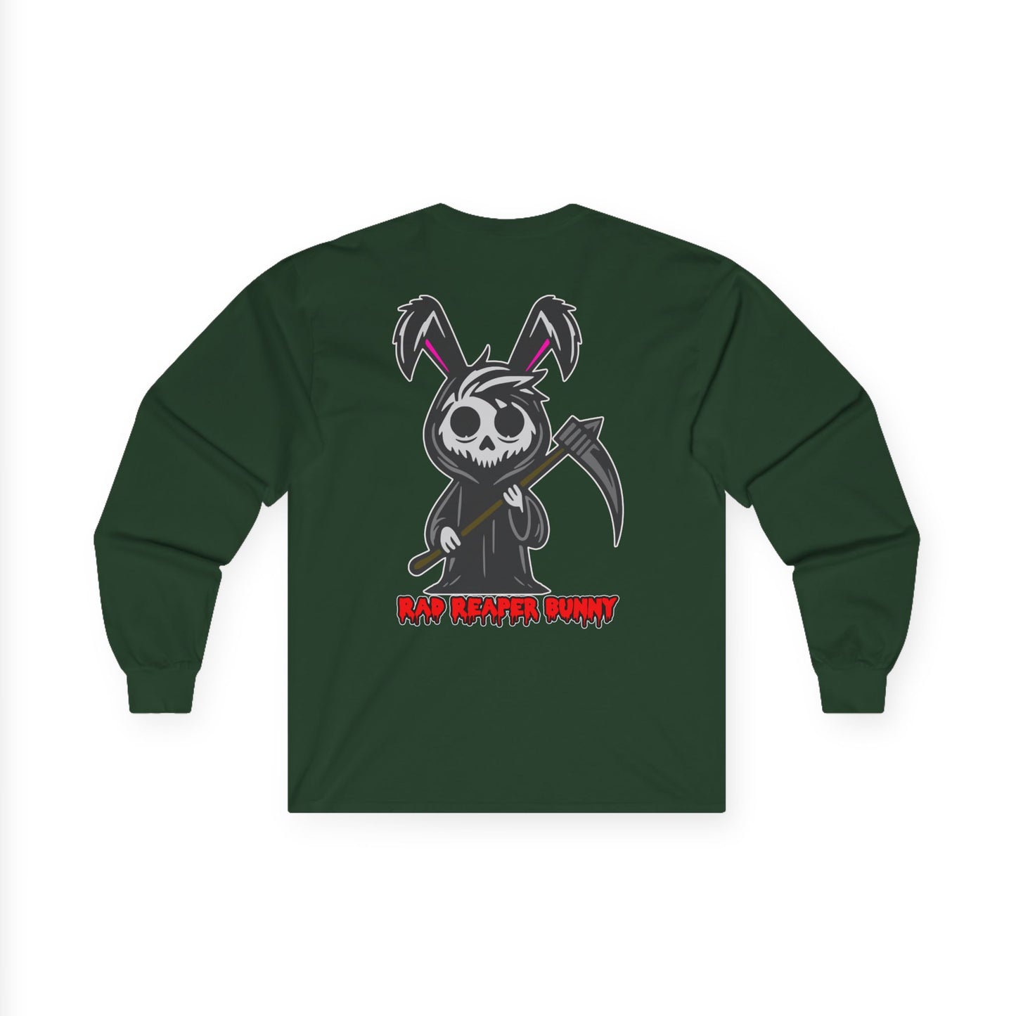 Rad Reaper Bunny, Rad Moto Bunny, Unisex Long Sleeve Tee - Bold Graphic T-Shirt for Motorcycle Enthusiasts