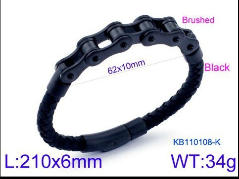 Stainless Steel Chain / Leather Bracelet