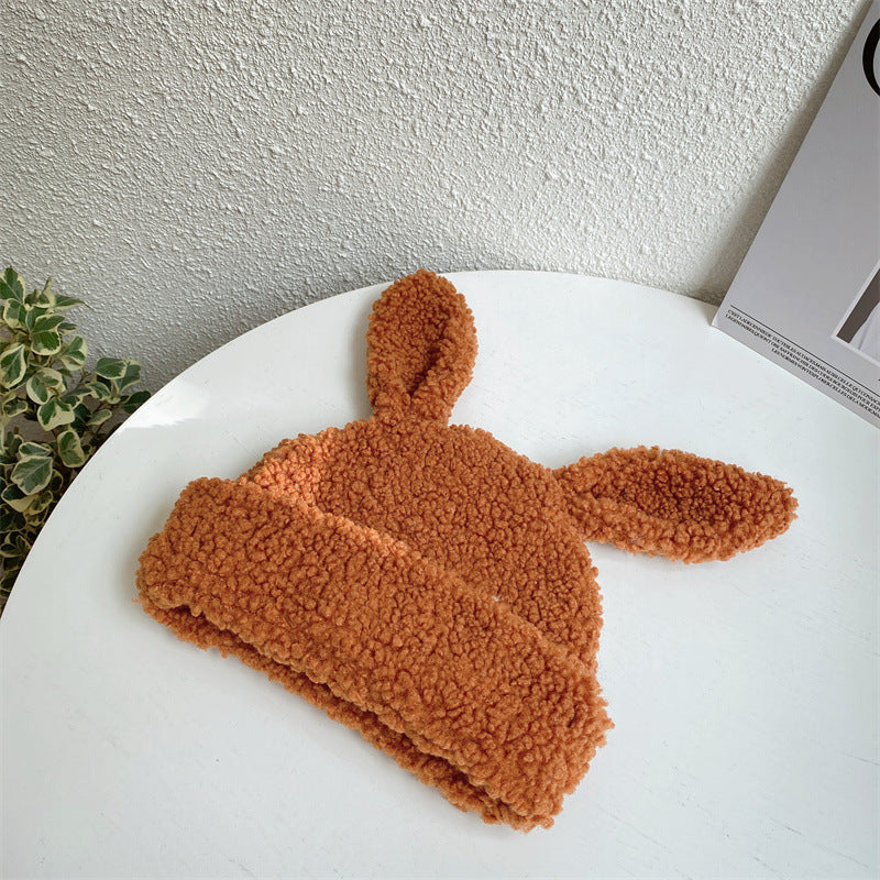 Cute Lambswool Plush Rabbit Ears Hat