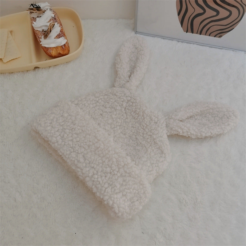 Cute Lambswool Plush Rabbit Ears Hat