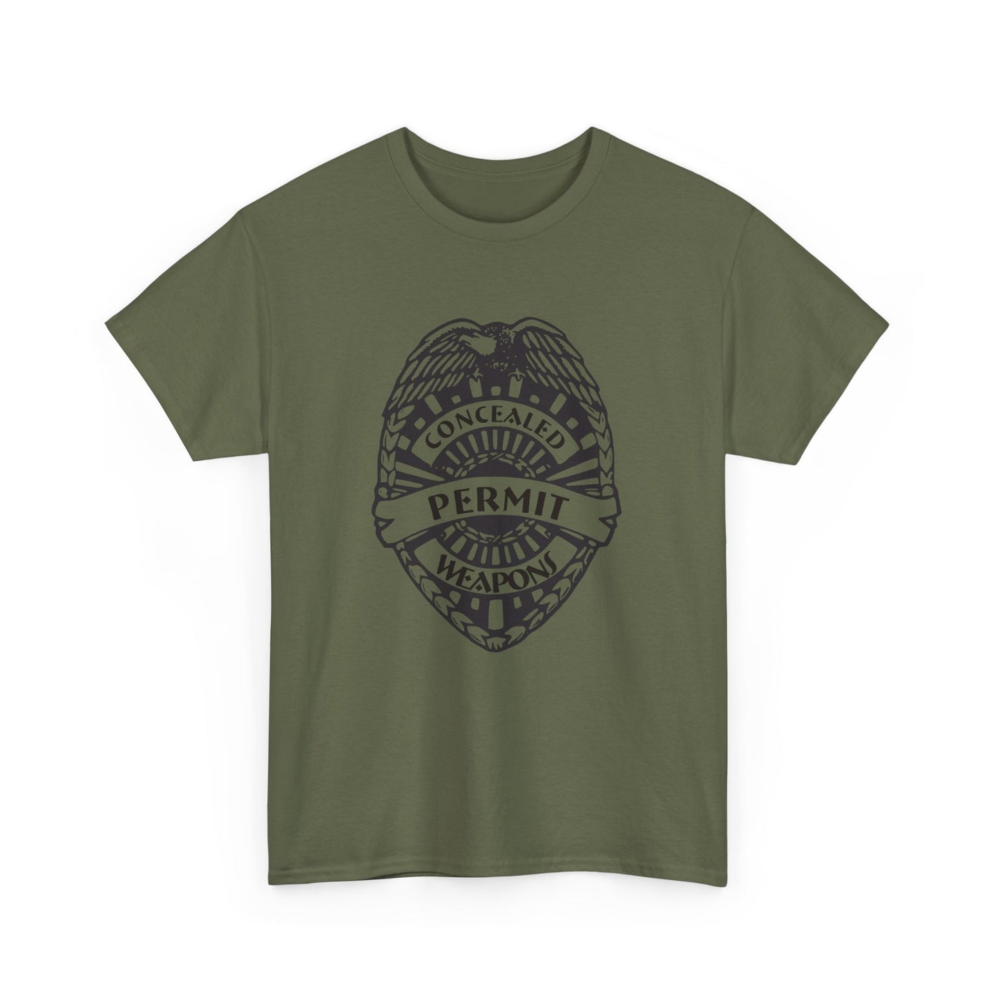 Concealed Weapons Permit Badge. Heavy Cotton T-Shirt