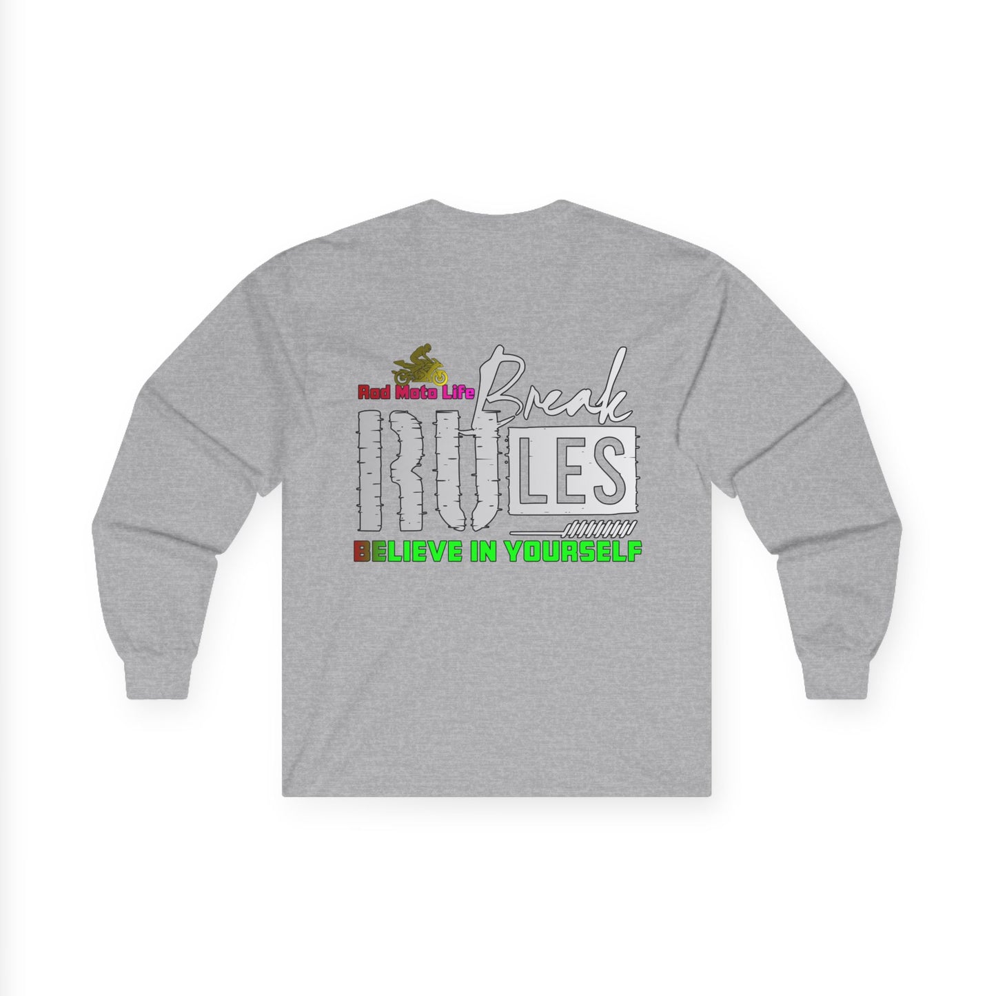Break Rules, Rad Moto Life Unisex Long Sleeve Tee - Bold Graphic T-Shirt for Motorcycle Enthusiasts
