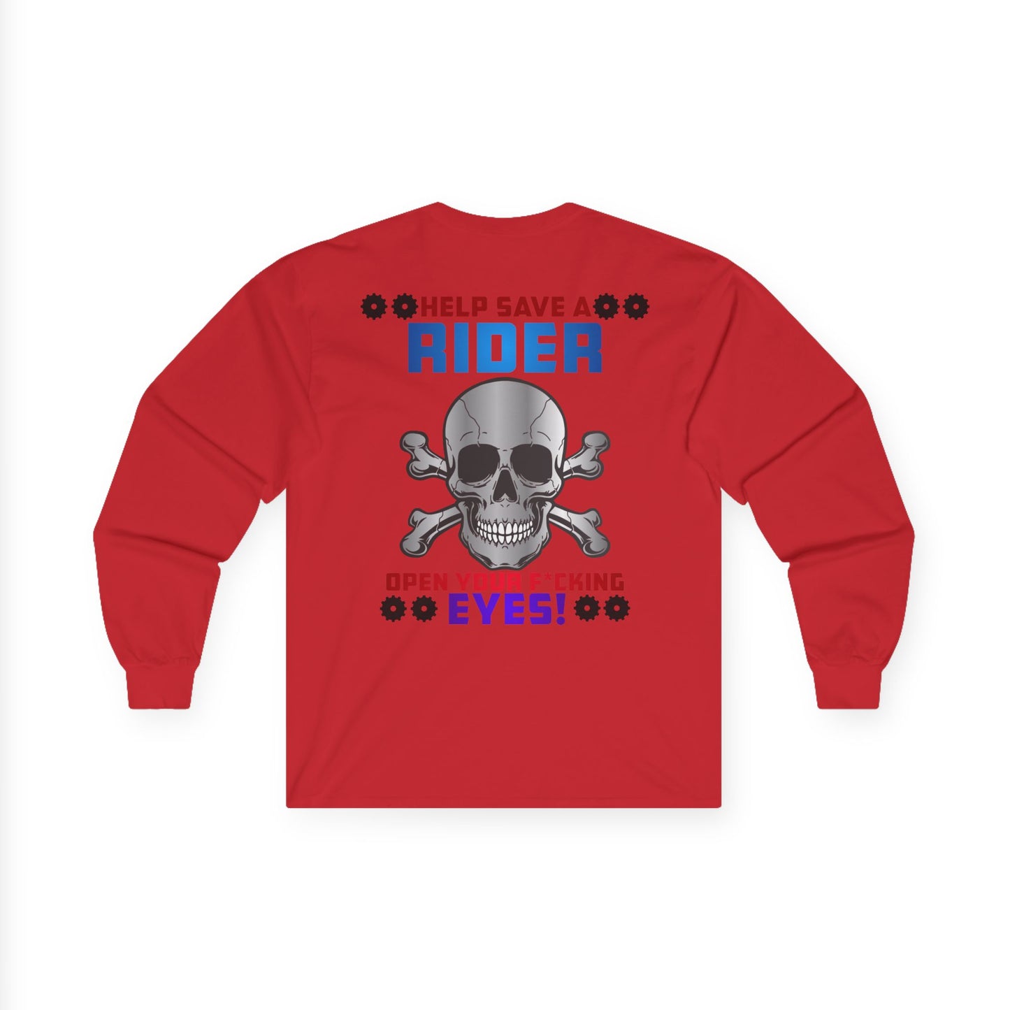 Help Save a Rider, Rad Moto Life Unisex Long Sleeve Tee - Bold Graphic T-Shirt for Motorcycle Enthusiasts