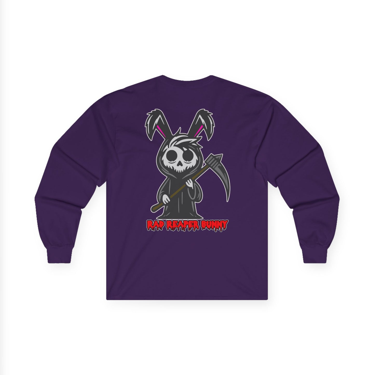 Rad Reaper Bunny, Rad Moto Bunny, Unisex Long Sleeve Tee - Bold Graphic T-Shirt for Motorcycle Enthusiasts