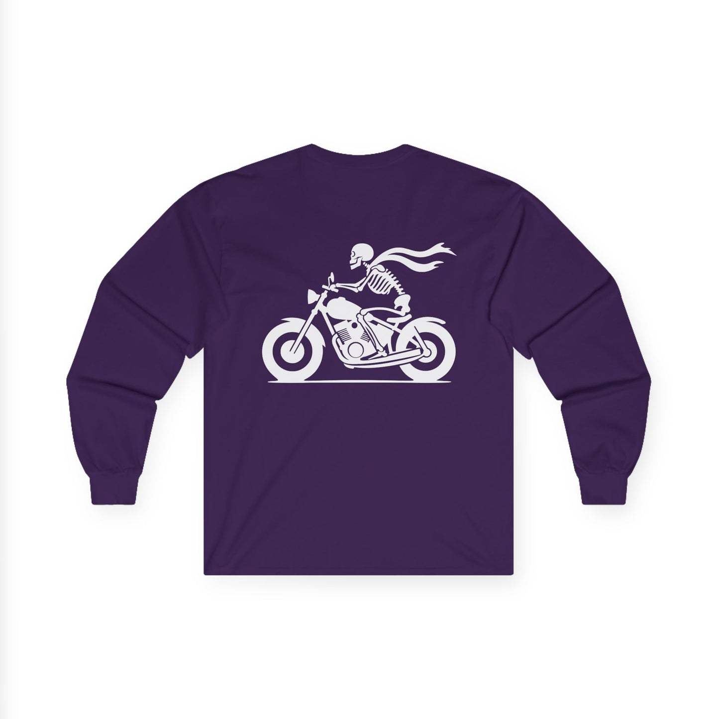 Skeleton Rider, Rad Moto Bunny, Unisex Long Sleeve Tee - Bold Graphic T-Shirt for Motorcycle Enthusiasts