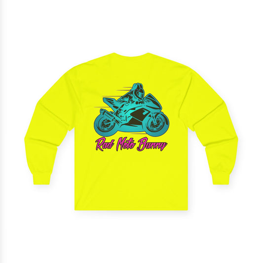 Rad Moto Bunny, Unisex Long Sleeve Tee - Bold Graphic T-Shirt for Motorcycle Enthusiasts