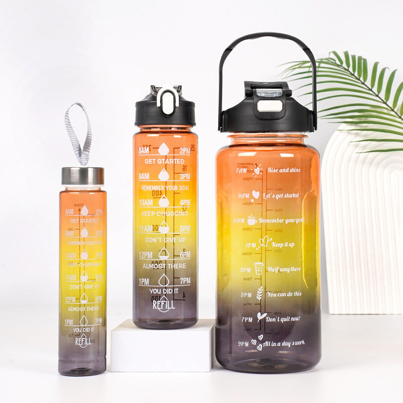 3-in-1 Gradient Color Motivational Water Bottles Set