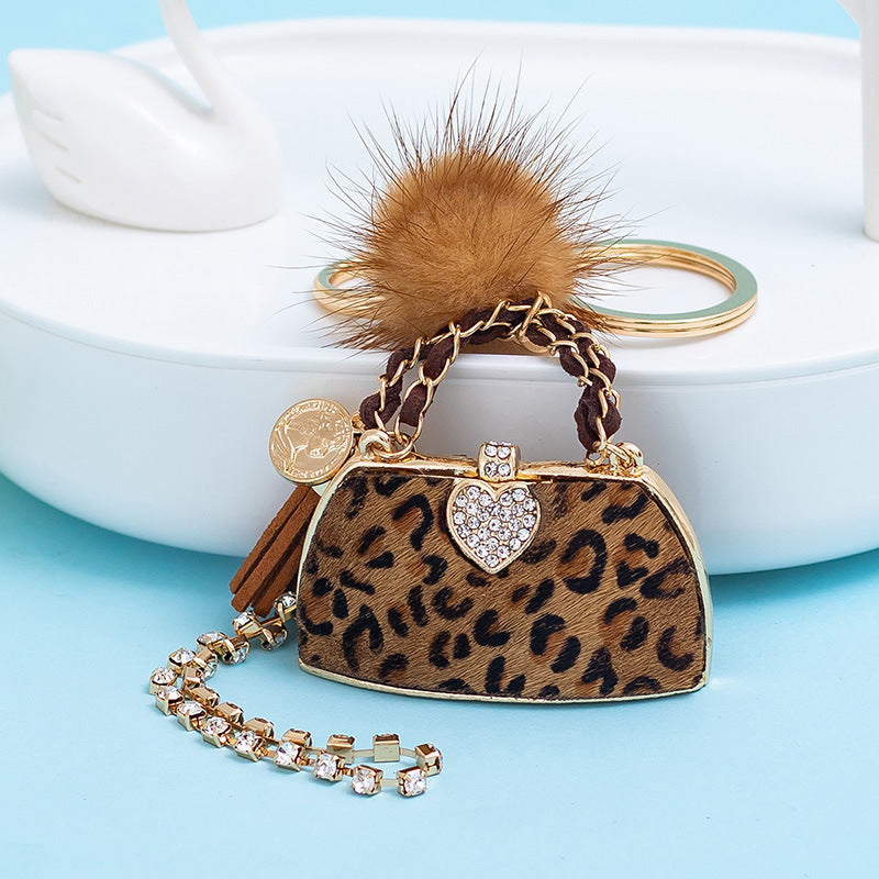 Leopard Print Handbag Keychain