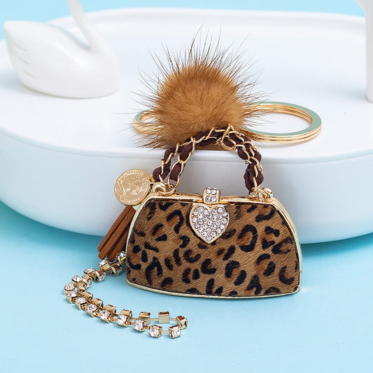 Leopard Print Handbag Keychain