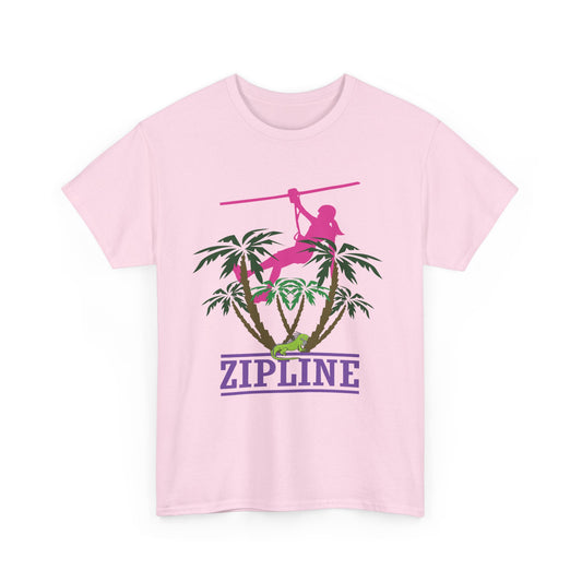 Tropical Zipline Girl. Heavy Cotton T-Shirt