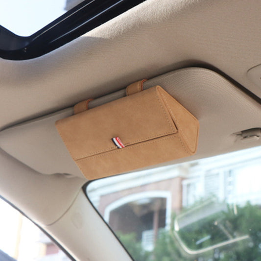 Genuine Leather Car Glasses Case
