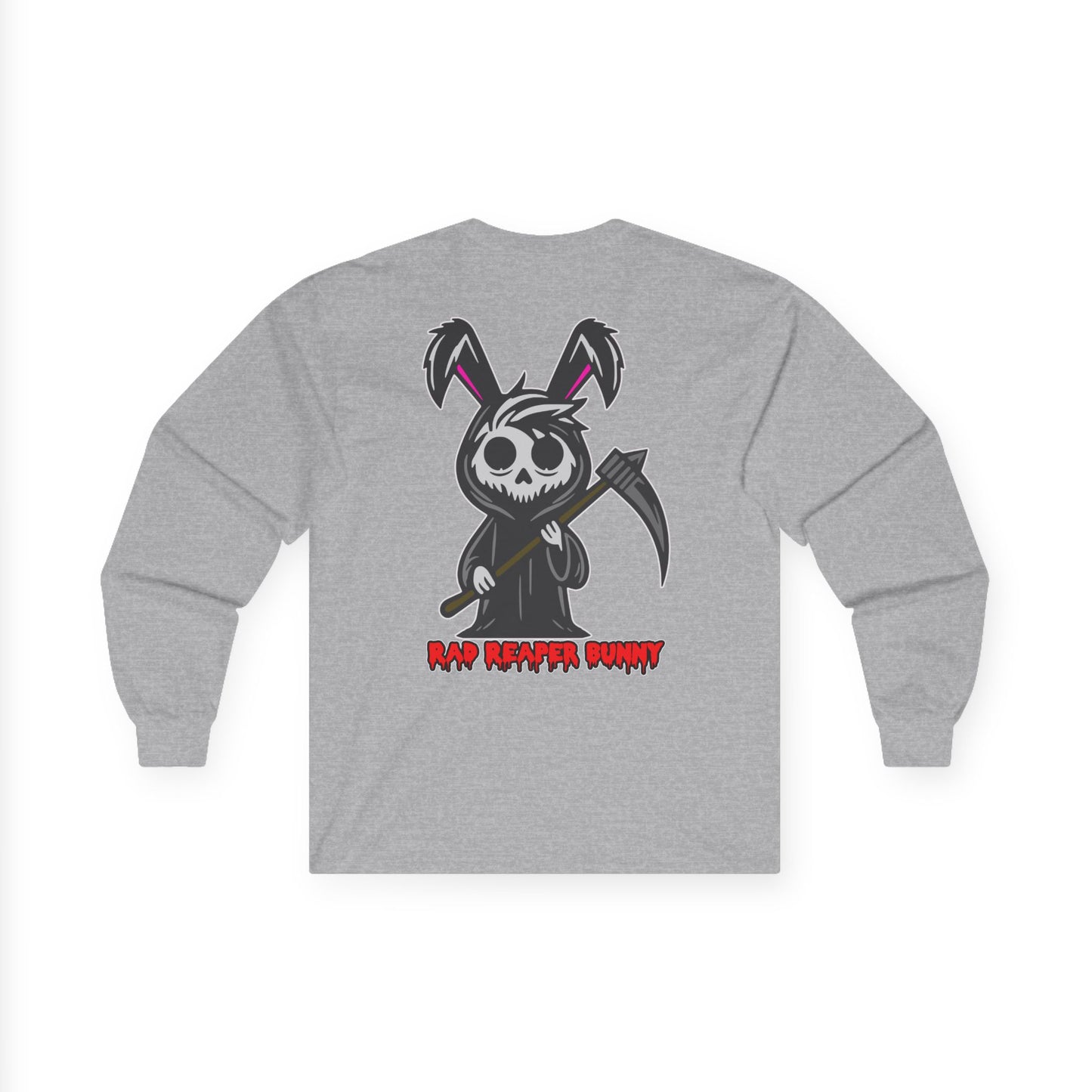 Rad Reaper Bunny, Rad Moto Bunny, Unisex Long Sleeve Tee - Bold Graphic T-Shirt for Motorcycle Enthusiasts