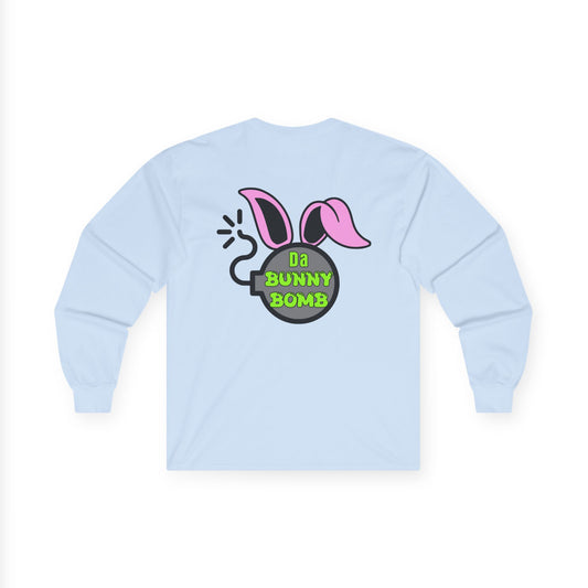 Da Bunny Bomb, Rad Moto Bunny, Unisex Long Sleeve Tee - Bold Graphic T-Shirt for Motorcycle Enthusiasts