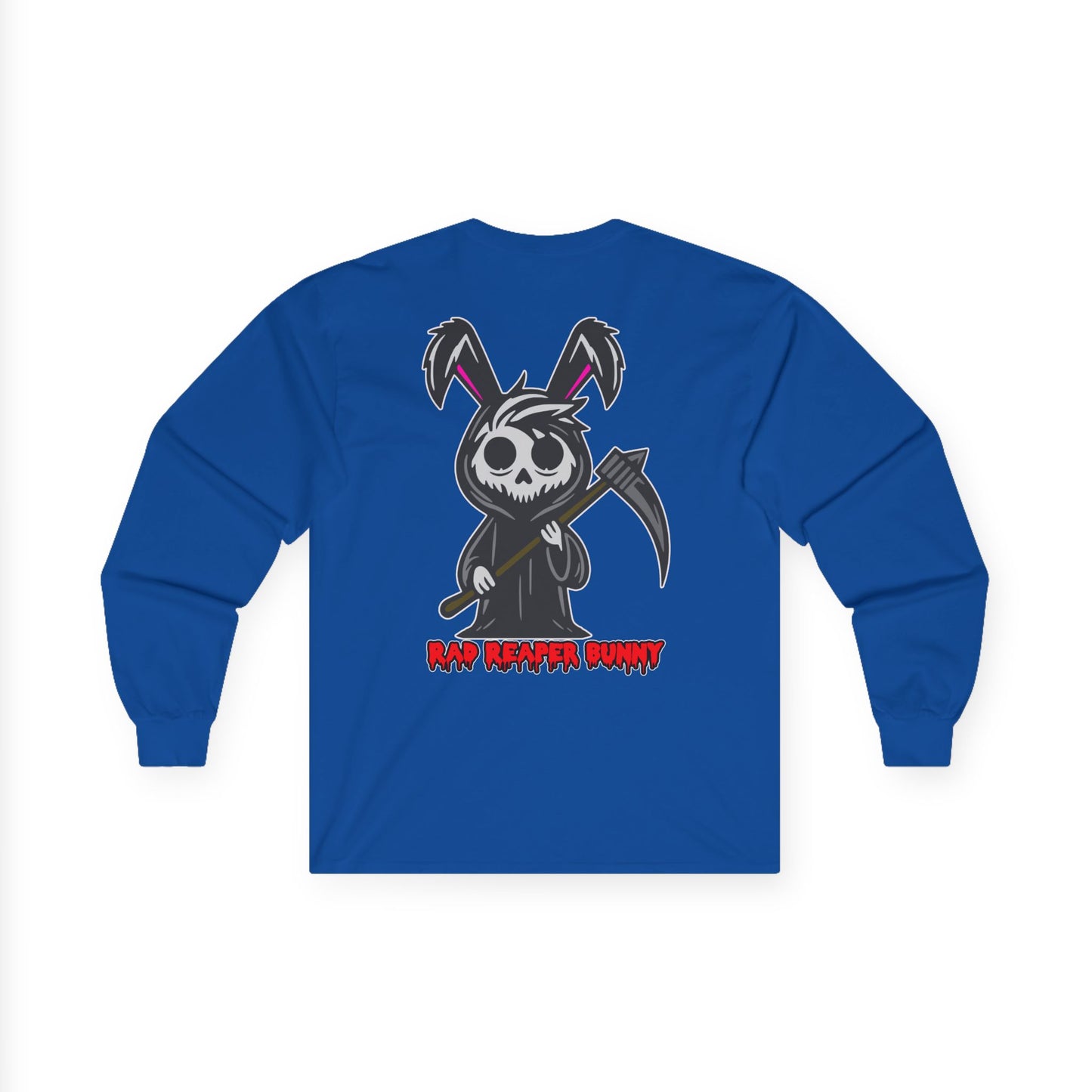 Rad Reaper Bunny, Rad Moto Bunny, Unisex Long Sleeve Tee - Bold Graphic T-Shirt for Motorcycle Enthusiasts