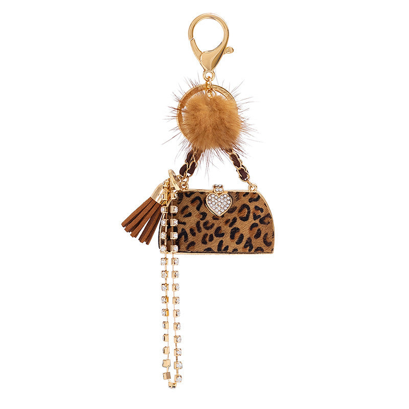 Leopard Print Handbag Keychain