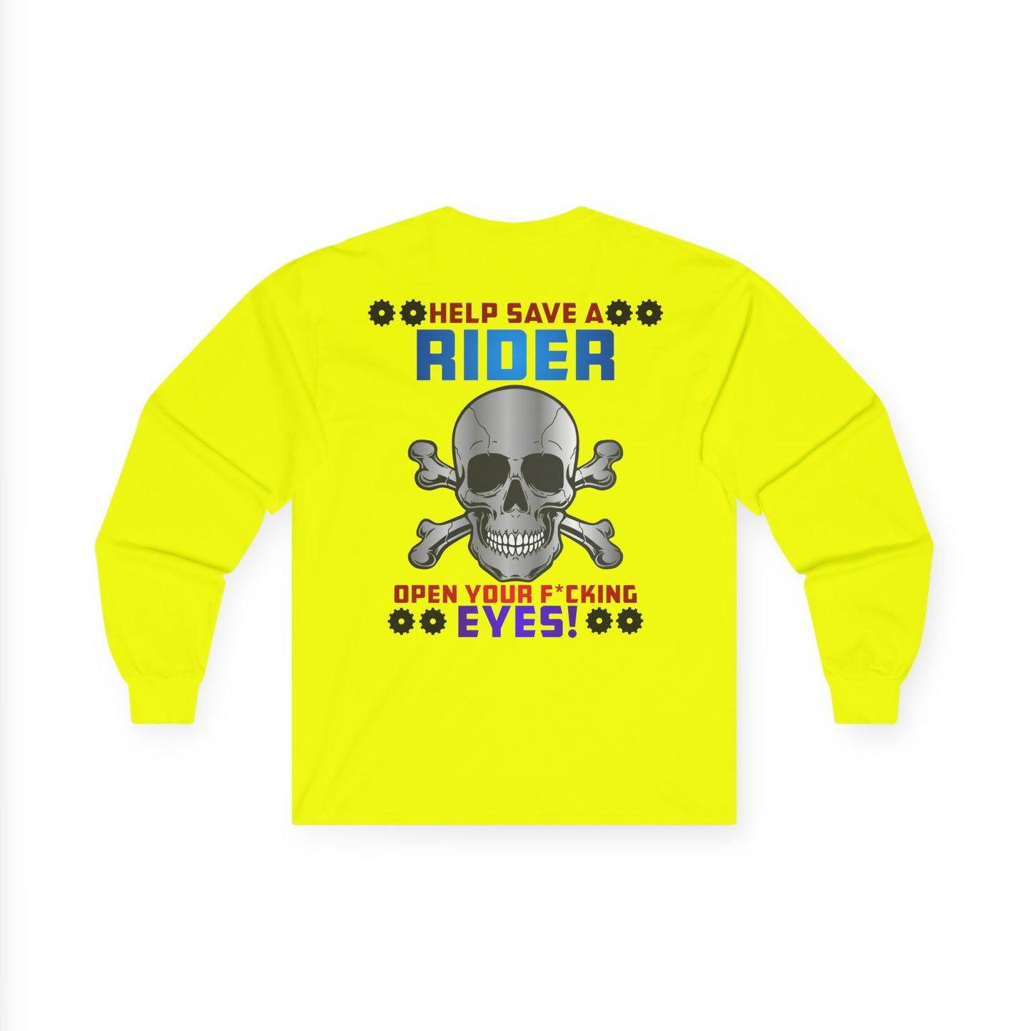 Help Save a Rider, Rad Moto Life Unisex Long Sleeve Tee - Bold Graphic T-Shirt for Motorcycle Enthusiasts