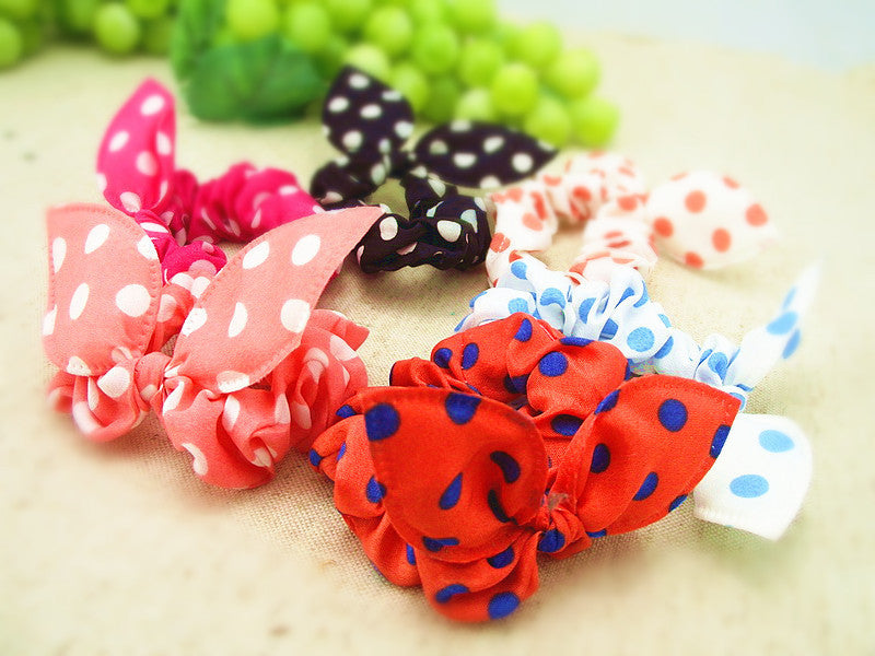 Polka Dot Bunny Ear Hair Tie