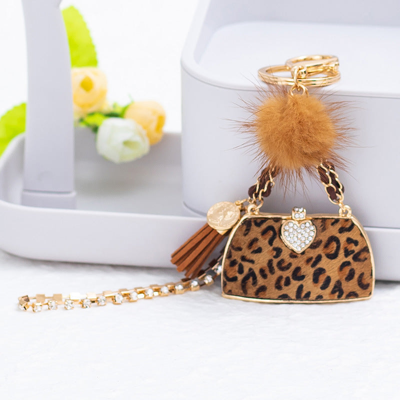 Leopard Print Handbag Keychain