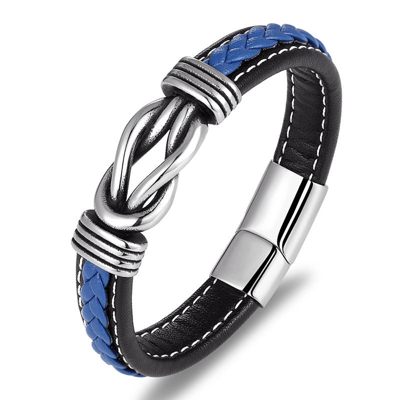 Leather Cord Stainless Steel Bracelet