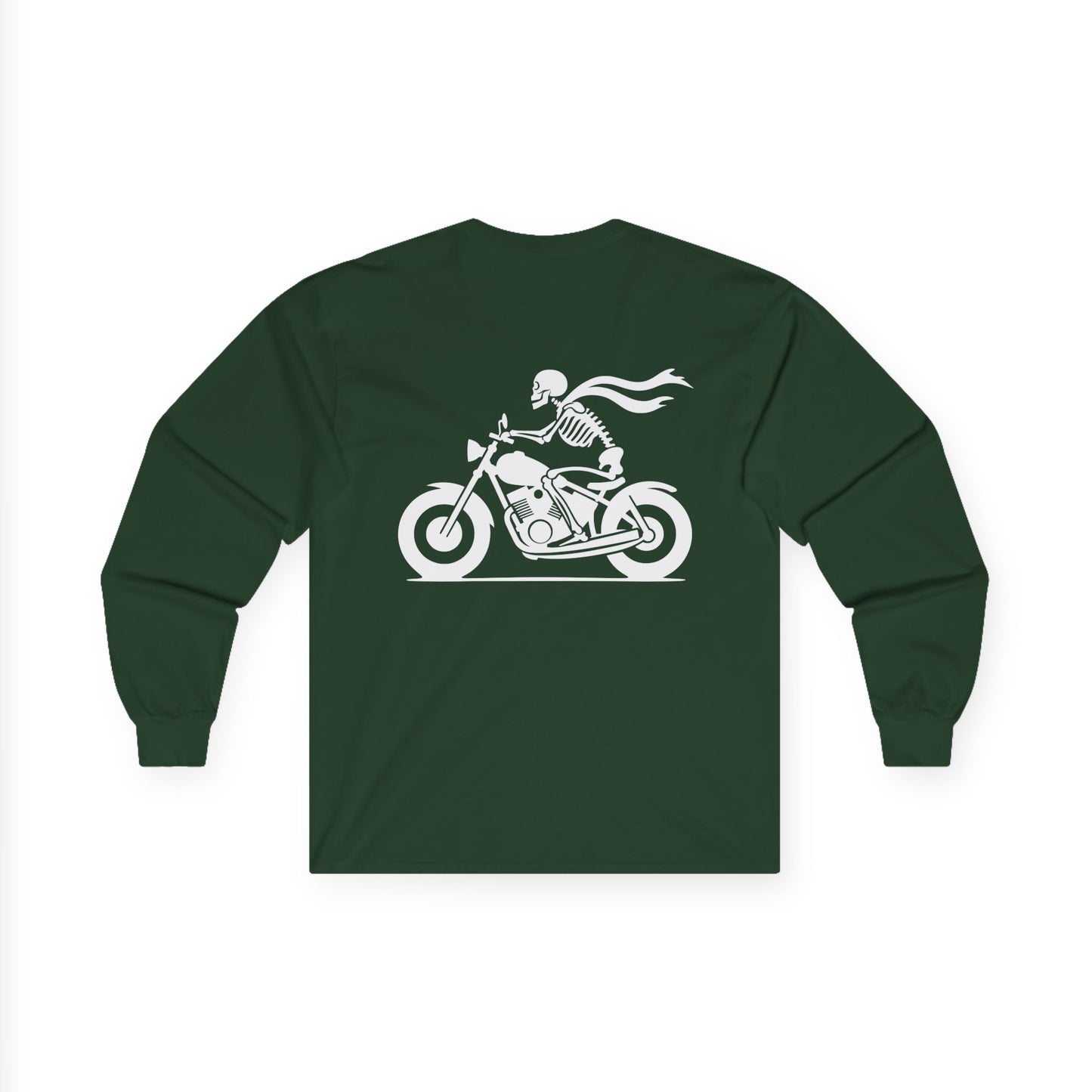 Skeleton Rider, Rad Moto Bunny, Unisex Long Sleeve Tee - Bold Graphic T-Shirt for Motorcycle Enthusiasts