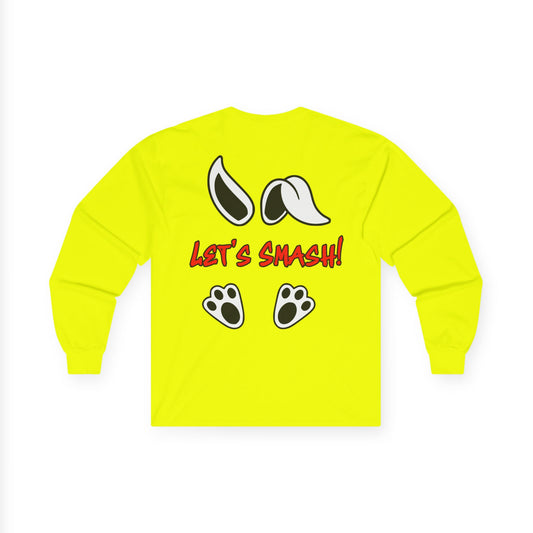 Let's Smash!, Rad Moto Bunny, Unisex Long Sleeve Tee - Bold Graphic T-Shirt for Motorcycle Enthusiasts