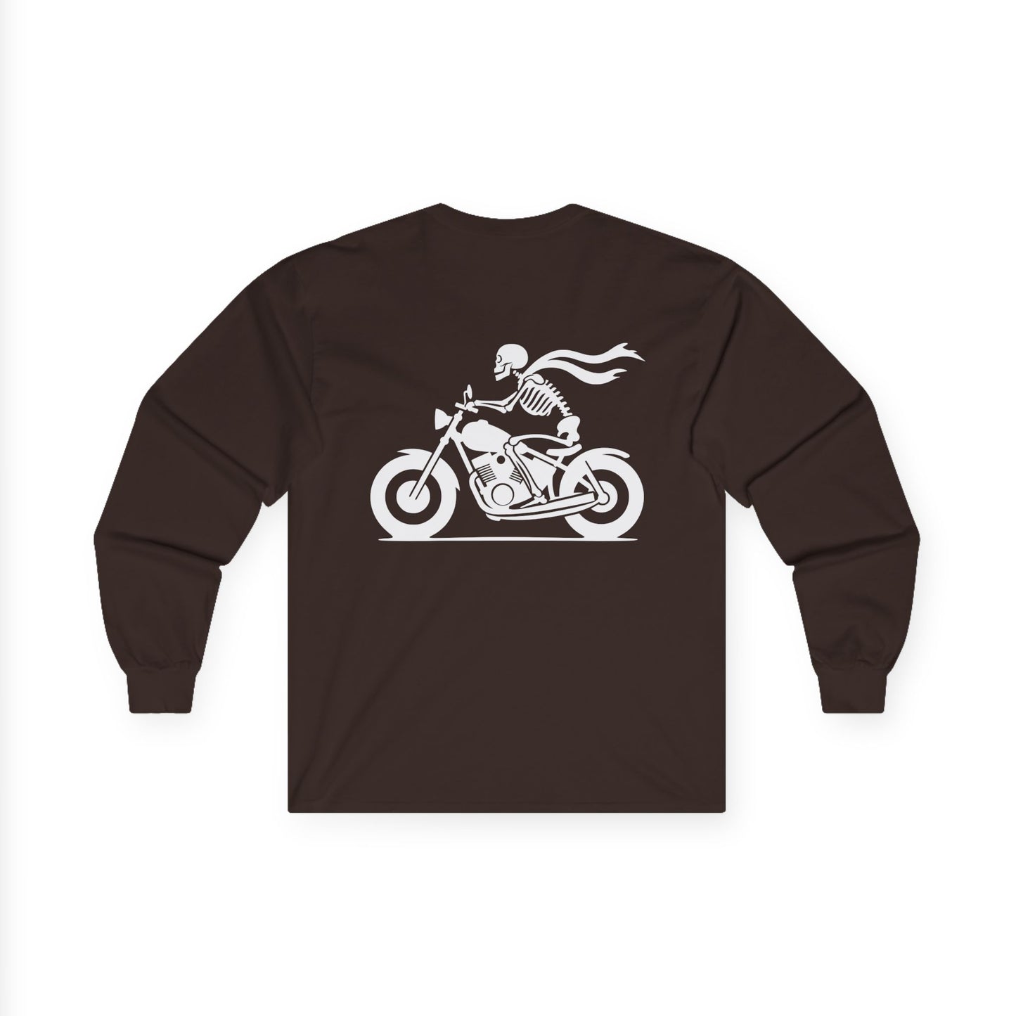 Skeleton Rider, Rad Moto Bunny, Unisex Long Sleeve Tee - Bold Graphic T-Shirt for Motorcycle Enthusiasts