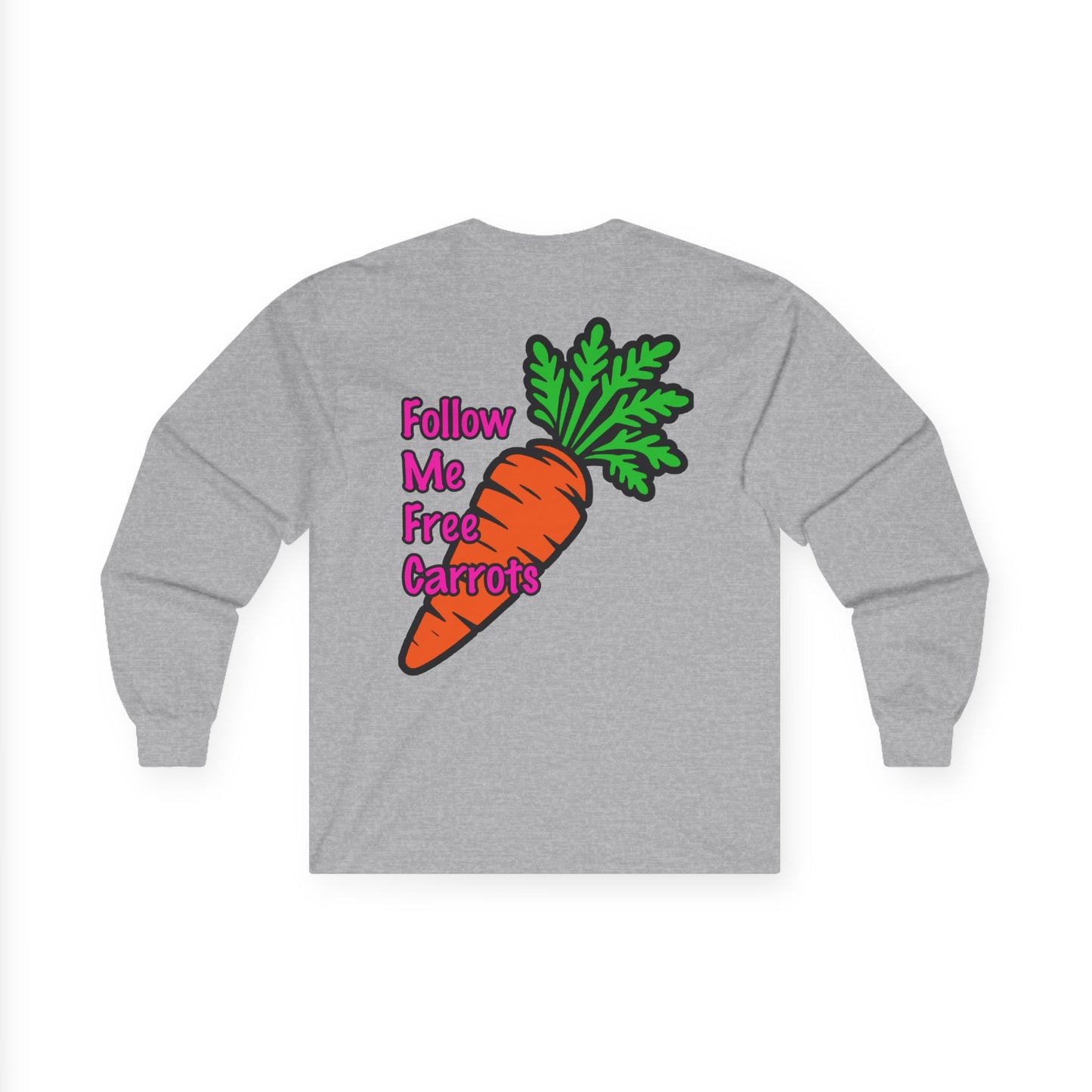 Follow me Free Carrots, Rad Moto Bunny, Unisex Long Sleeve Tee - Bold Graphic T-Shirt for Motorcycle Enthusiasts