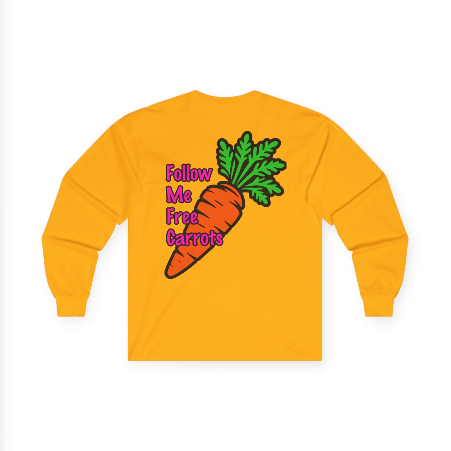 Follow me Free Carrots, Rad Moto Bunny, Unisex Long Sleeve Tee - Bold Graphic T-Shirt for Motorcycle Enthusiasts