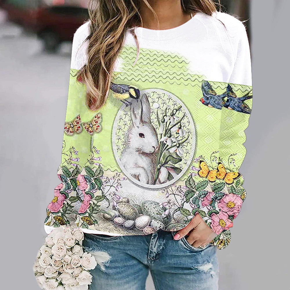 Women's Bunny Print Long Sleeve T Shirt