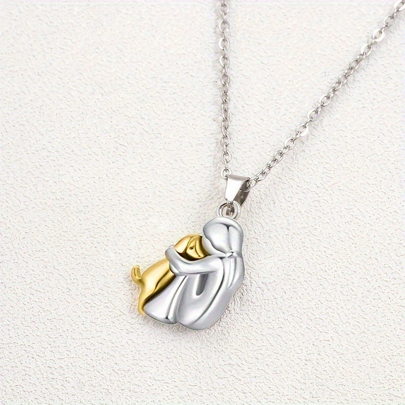 Little Girl and Dog Hug Necklace