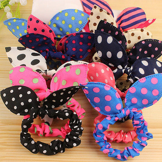 Polka Dot Bunny Ear Hair Tie