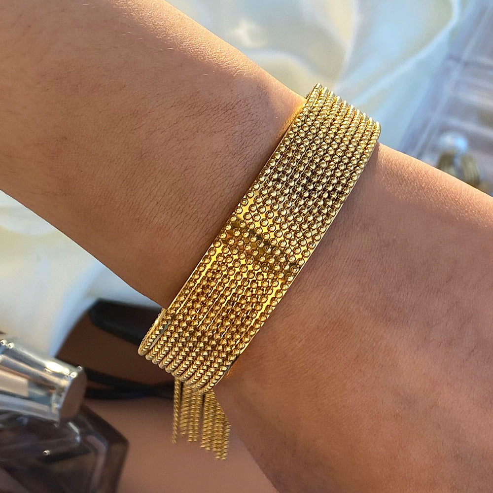 Stainless Steel Tassel Open-ended Bracelet