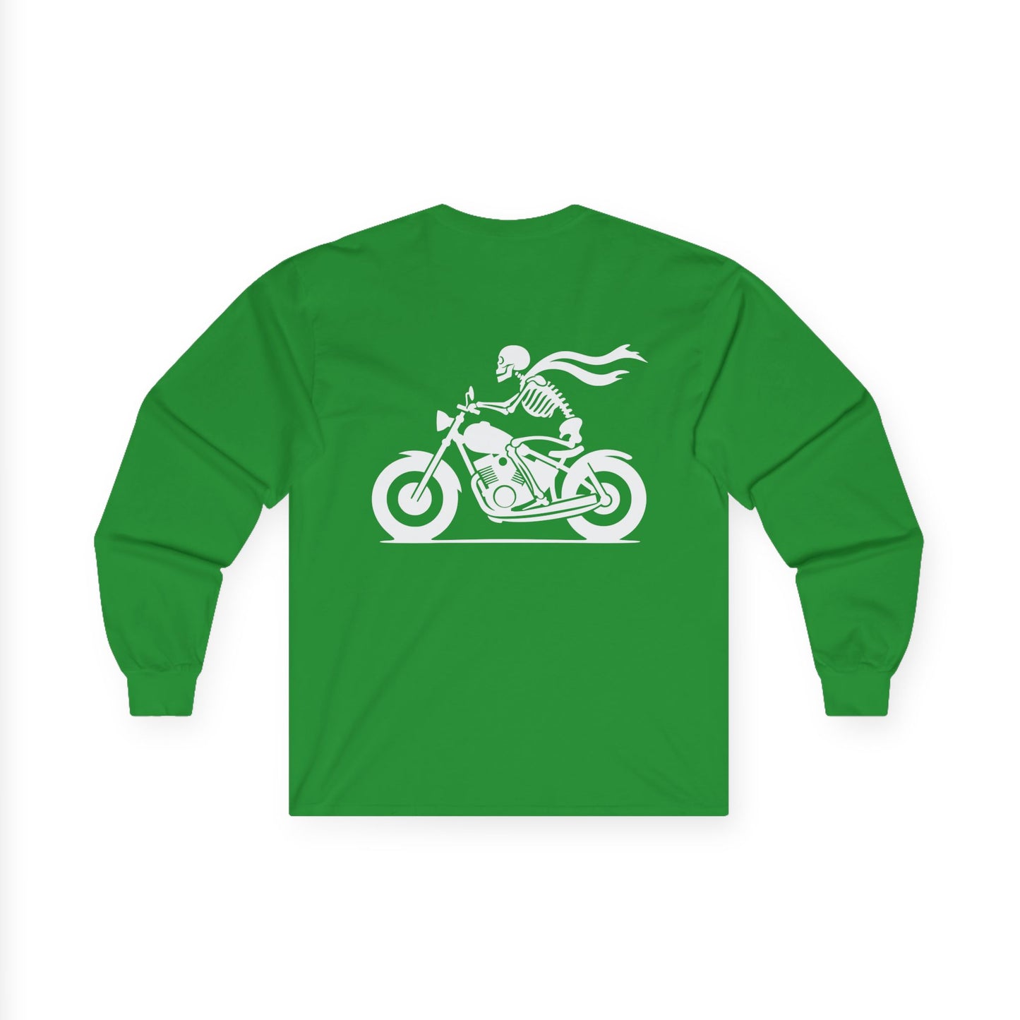 Skeleton Rider, Rad Moto Bunny, Unisex Long Sleeve Tee - Bold Graphic T-Shirt for Motorcycle Enthusiasts
