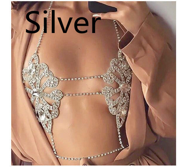 Sexy Female Bloggers Body Chain Suit