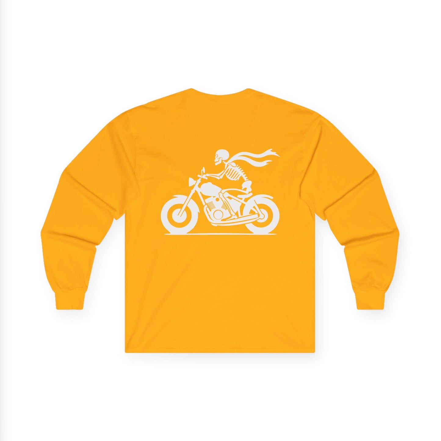 Skeleton Rider, Rad Moto Bunny, Unisex Long Sleeve Tee - Bold Graphic T-Shirt for Motorcycle Enthusiasts