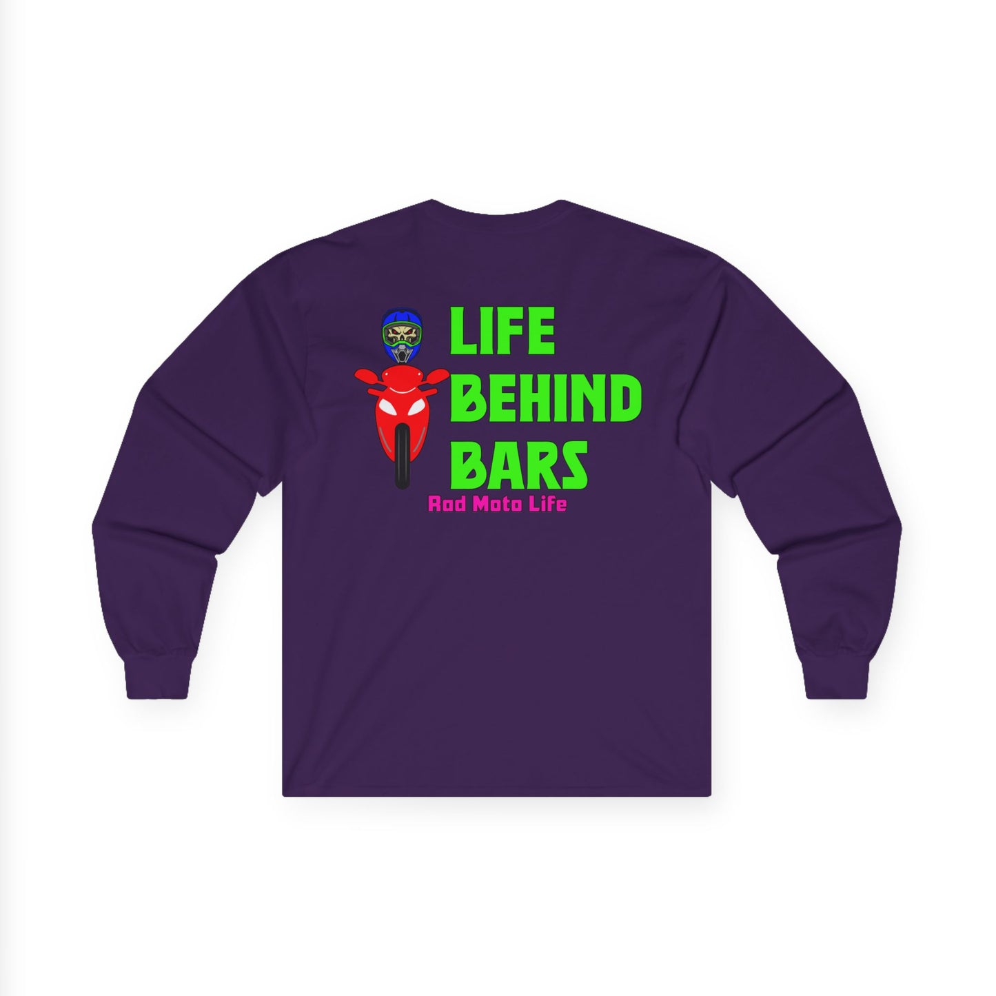 Life Behind Bars, Rad Moto Life Unisex Long Sleeve Tee - Bold Graphic T-Shirt for Motorcycle Enthusiasts