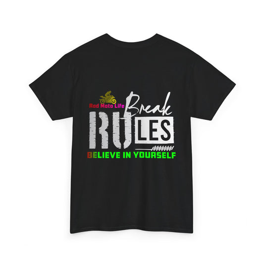 Break Rules, Rad Moto Life, Heavy Cotton T-Shirt