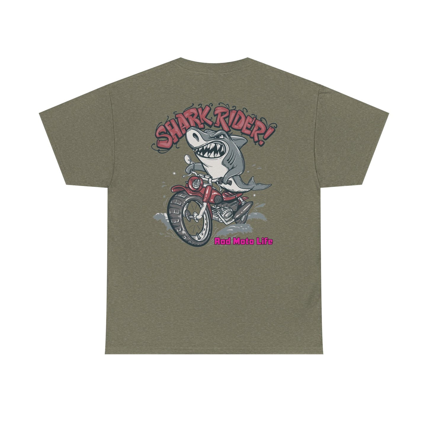 Shark Rider, Rad Moto Life, Heavy Cotton T-Shirt