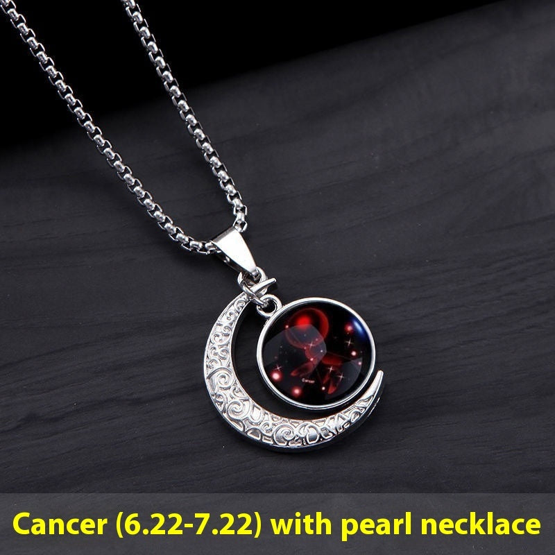 Zodiac Moon Star Glowing Necklace