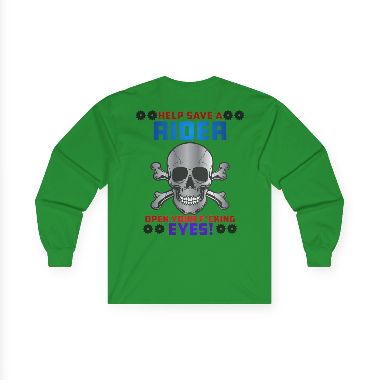 Help Save a Rider, Rad Moto Life Unisex Long Sleeve Tee - Bold Graphic T-Shirt for Motorcycle Enthusiasts